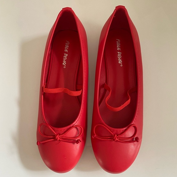 Public Desire red ballet flats with bow detail, size 10 - Picture 4 of 6